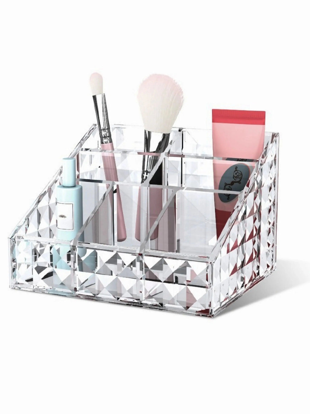 1pc Desktop organiser box, acrylic cosmetic organiser box, lipstick, makeup brush and skincare organiser box Oasis Select Clear