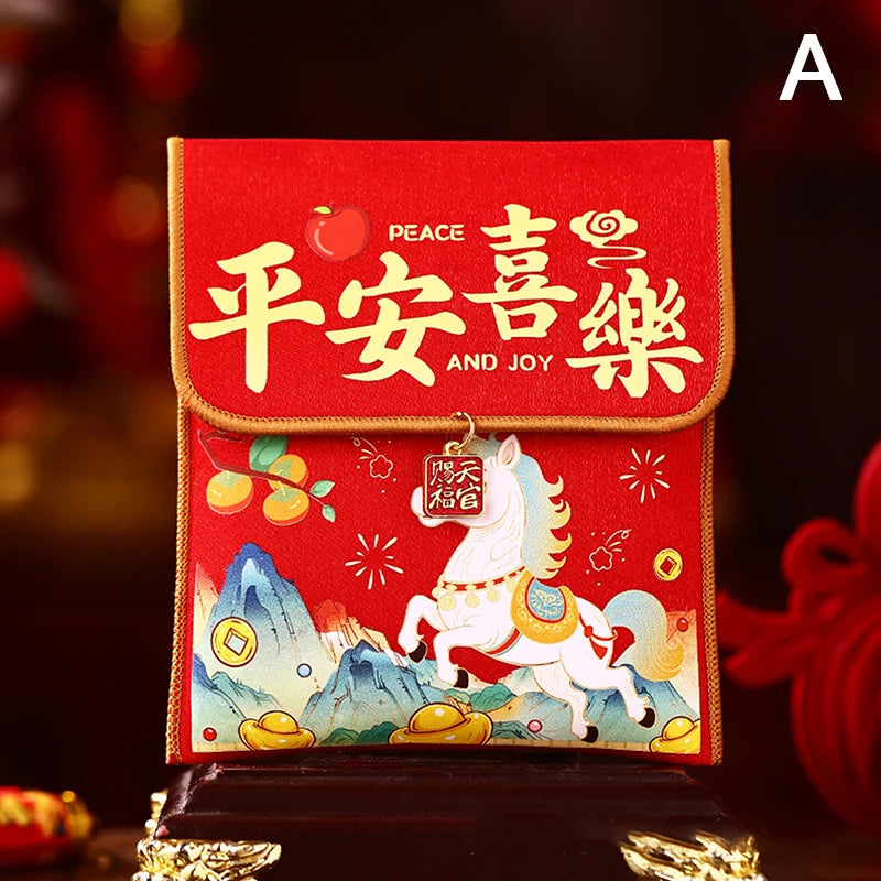 1Pc 2026 Year Of The Horse Fabric Red Envelope Traditional New Year Lucky Money Bag Spring Festival Cloth Money Pocket Oasis Select A