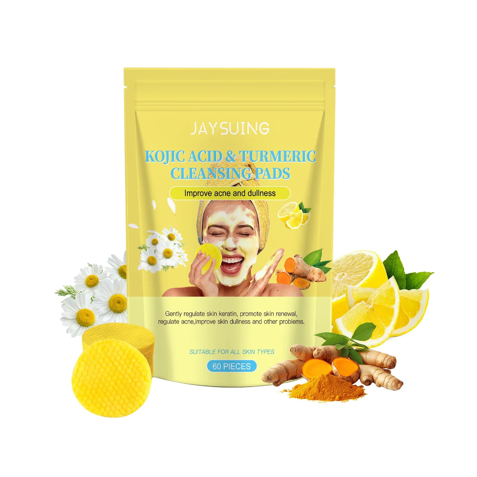 Turmeric Exfoliating Facial Pads – Anti-Acne & Deep Cleanse Exfoliating Facial Pads Oasis Select 60pcs exfoliating