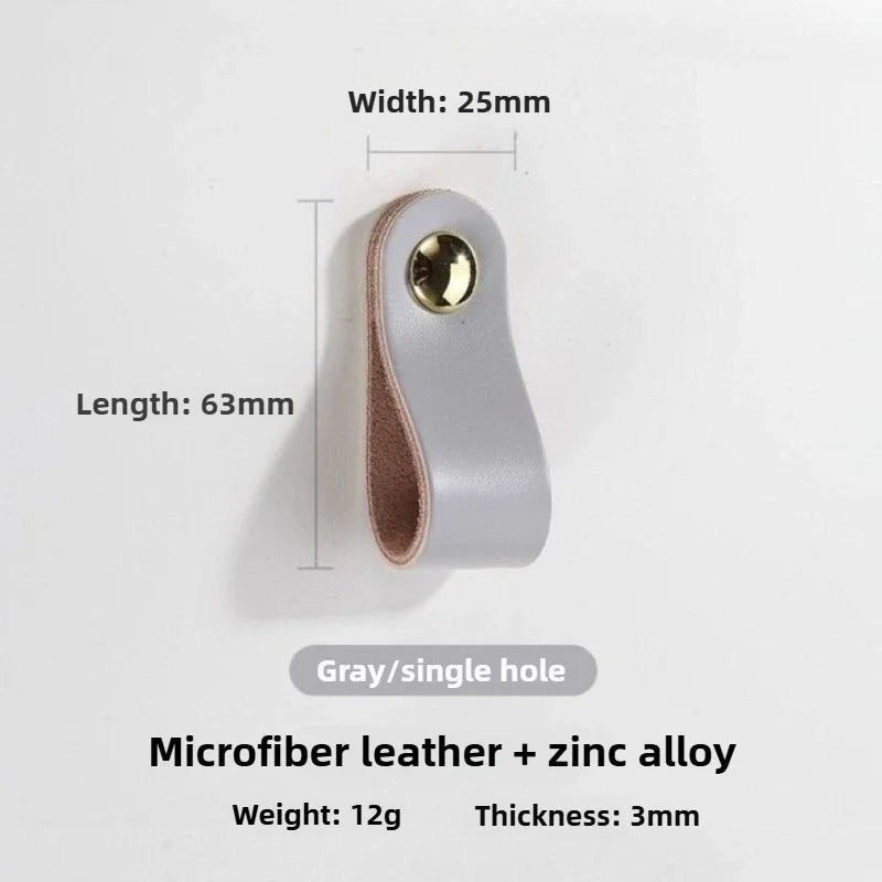 Cowhide Leather Cabinet Handles for Kids Room Kitchen Drawer Knobs Door Hardware Modern Minimalist Furniture Accessories