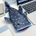 Cute and funny large capacity Shark Shape Capacity Imitation Fish Storage Pencil Case Creative Journal Student Supplies Statione Oasis Select Blue