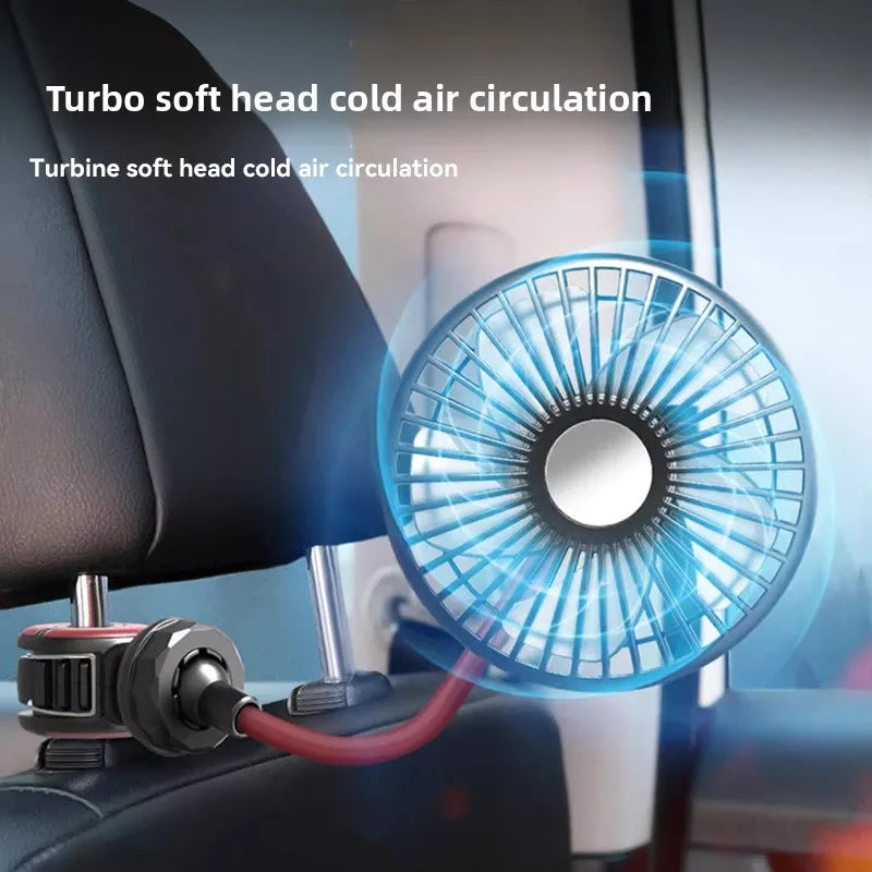 Portable Car Air Circulator USB Electric Fan 3 Gear Adjustable 360° Swivel Rear Seat Ventilation for Sedan Truck Auto Accessory Oasis Select