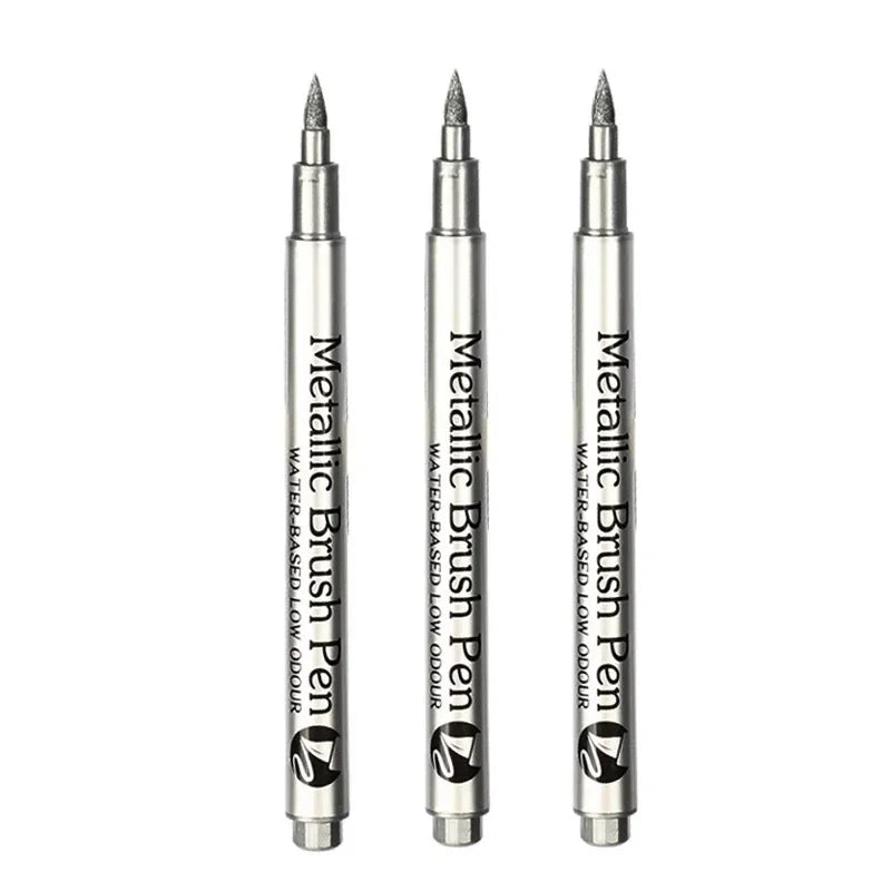 Metallic waterproof permanent marker pens for DIY epoxy resin mold gold silver color drawing supplies craft marker pen Oasis Select Brush 3Silver