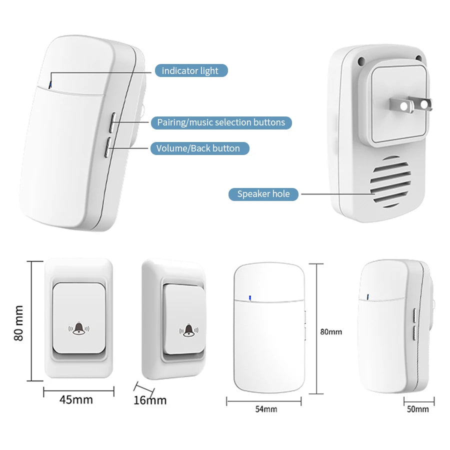 Wireless Doorbell Kit – Waterproof, 38 Songs, 150M Range Wireless Doorbell Kit Oasis Select