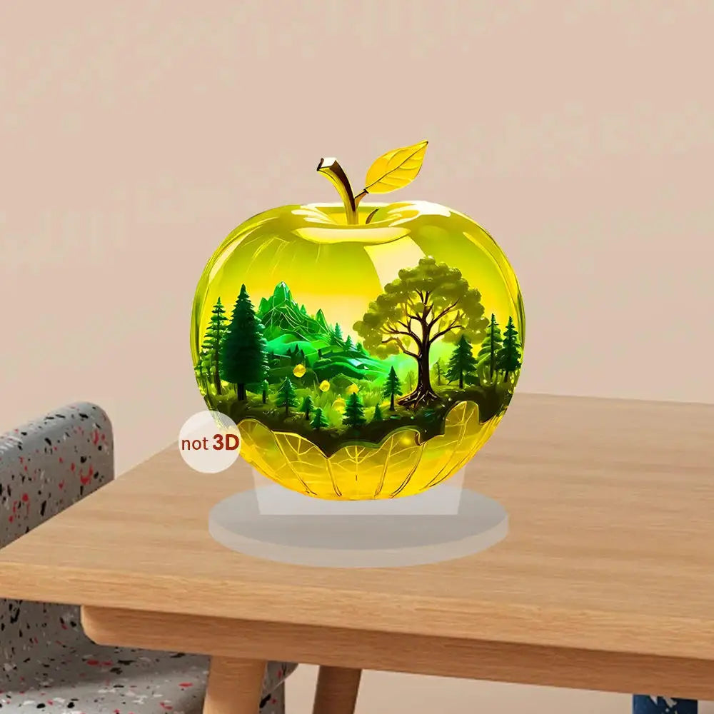 2D Acrylic for Apple Landscape Pattern Decorative Ornament for Home Living Room Entrance Tabletop Decoration Oasis Select 03