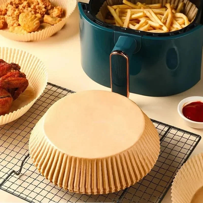 50/100/200/250pcs Air Fryer Paper Liners Disposable Oil-Proof Waterproof Baking Paper Round Parchment Kitchen Party Supplies Oasis Select