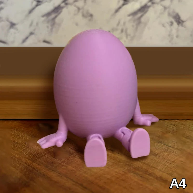Articulated Bunny Egg Figurine Easter Decoration Movable Leg Joint Egg Statue Home Office Desktop Ornament And Gift Oasis Select A4