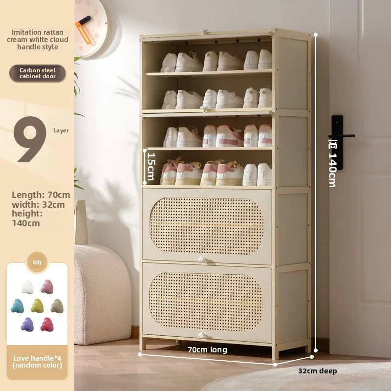 Multi-layer locker at the entrance of the home, large-capacity storage cabinet, dust-proof shoe rack, small narrow bamboo. Oasis Select 9-70