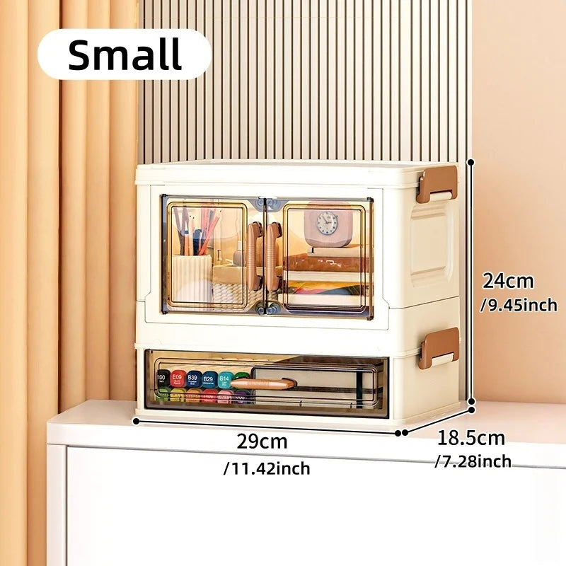 30/40cm Width, Foldable Desktop Organizer Multi-Layer Options,Cream Style Design,Perfect for Cosmetics，Stationery，Storage Box Oasis Select 30cm-1Large-1Small