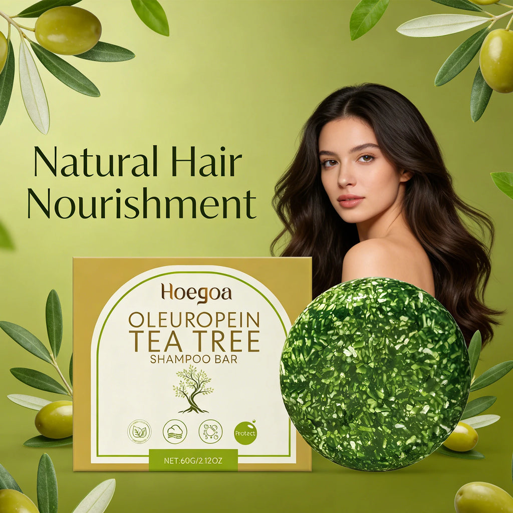 Oleuropein Tea Tree Shampoo Bar Oil Control Fluffy Hair Gentle Cleansing Scalp Nourishing Smooth Hair Strengthen Roots Hair Care Oasis Select