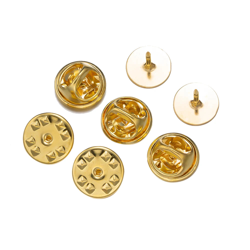 50Sets Blank Scatter Butterfly Clutch Pin Holder Enamel Locking Backs Tie Tacks Jewelry Pin Backings Clasp for Brooch Lapel Hat Oasis Select Gold 10mm Pin Base