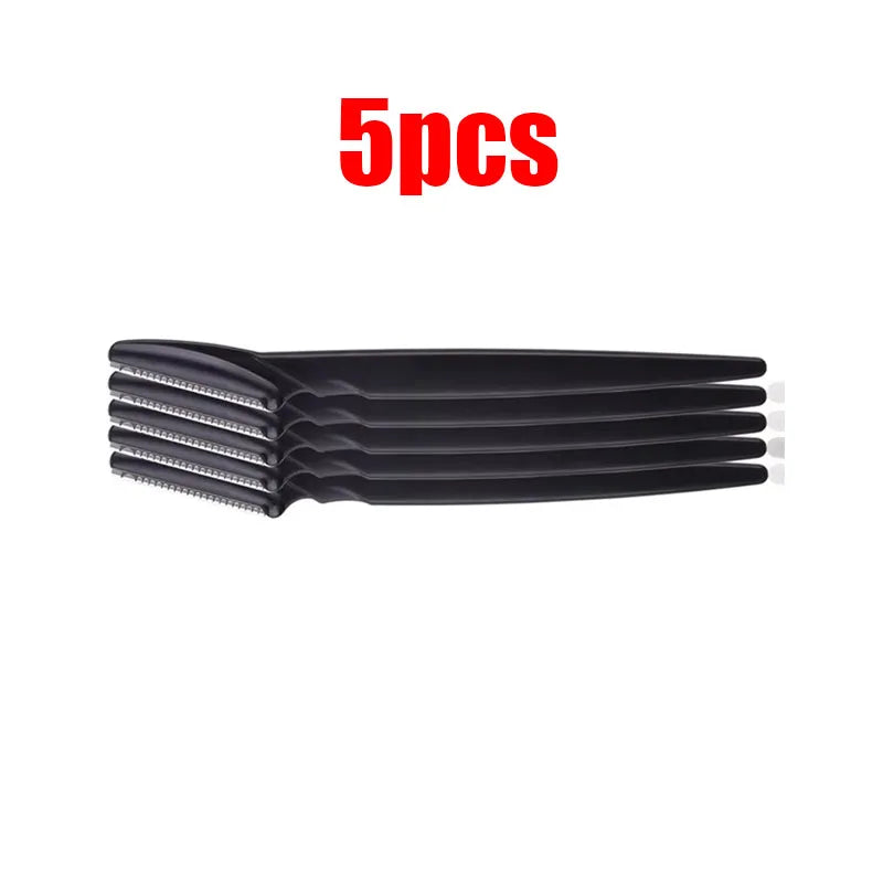 5/10/15pcs Eyebrow Trimmer Makeup Beauty Tools Safe Eye Brow Razor Face Body Hair Removal Shaver Blades Eyebrows Shaping Knife Oasis Select 5pcs Black