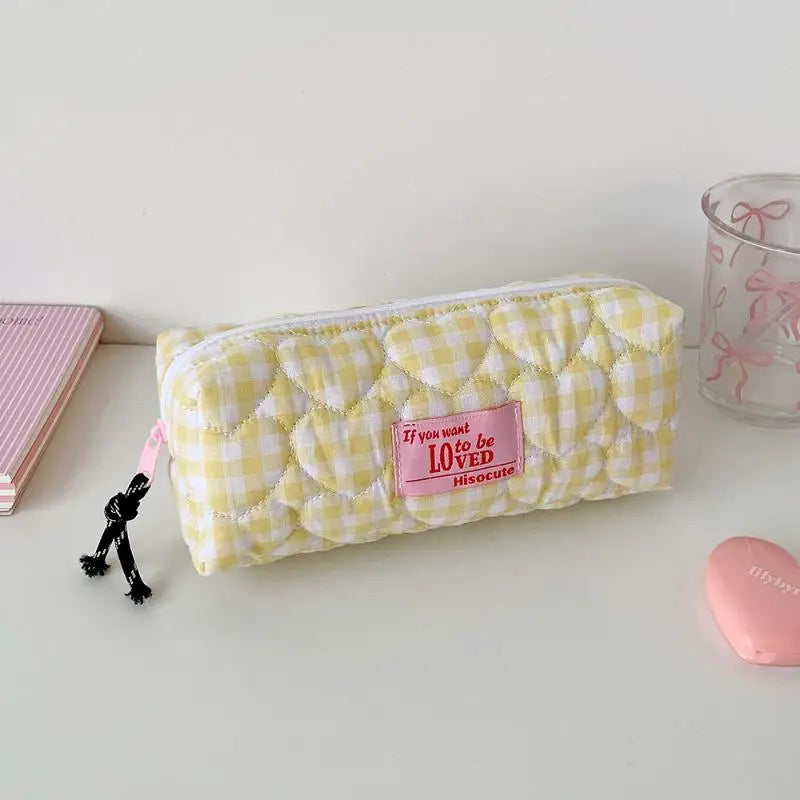 Colored Checkered Pencil Case INS Style Large Capacity Stationery Storage Bag Cosmetics Miscellaneous Storage Bag Makeup Bag Oasis Select A2