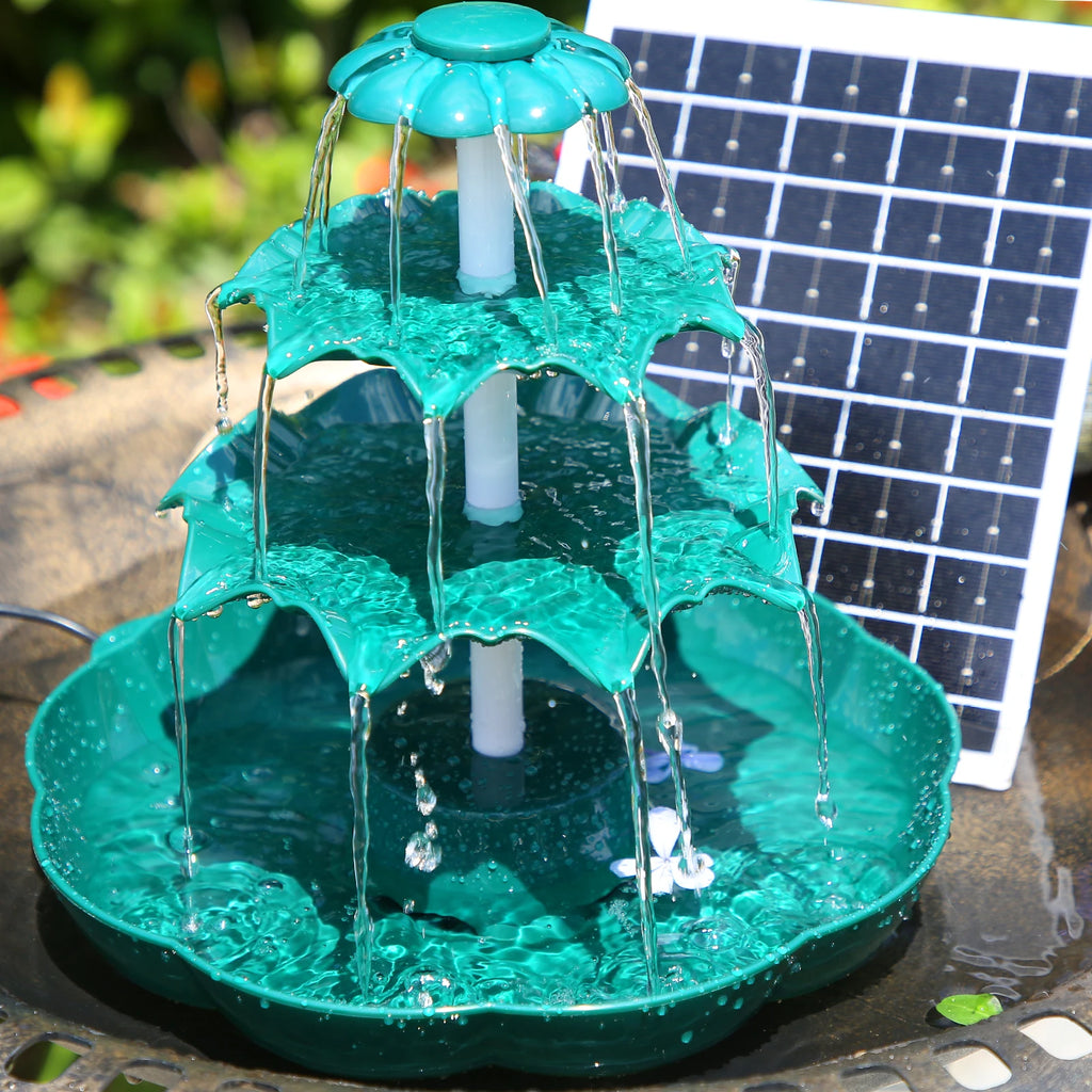 2025 New Three-Layer Solar Fountain, Transparent Color/Green Bird Bath Fountain Pump, Suitable for Garden, Courtyard, Pond and B Oasis Select