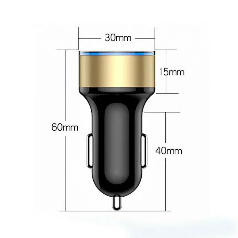1/2pcs Car Charger For Cigarette Lighter Smart Phone USB Adapter Mobile Phone Charger Dual USB Digital Display Voltmeter Oasis Select