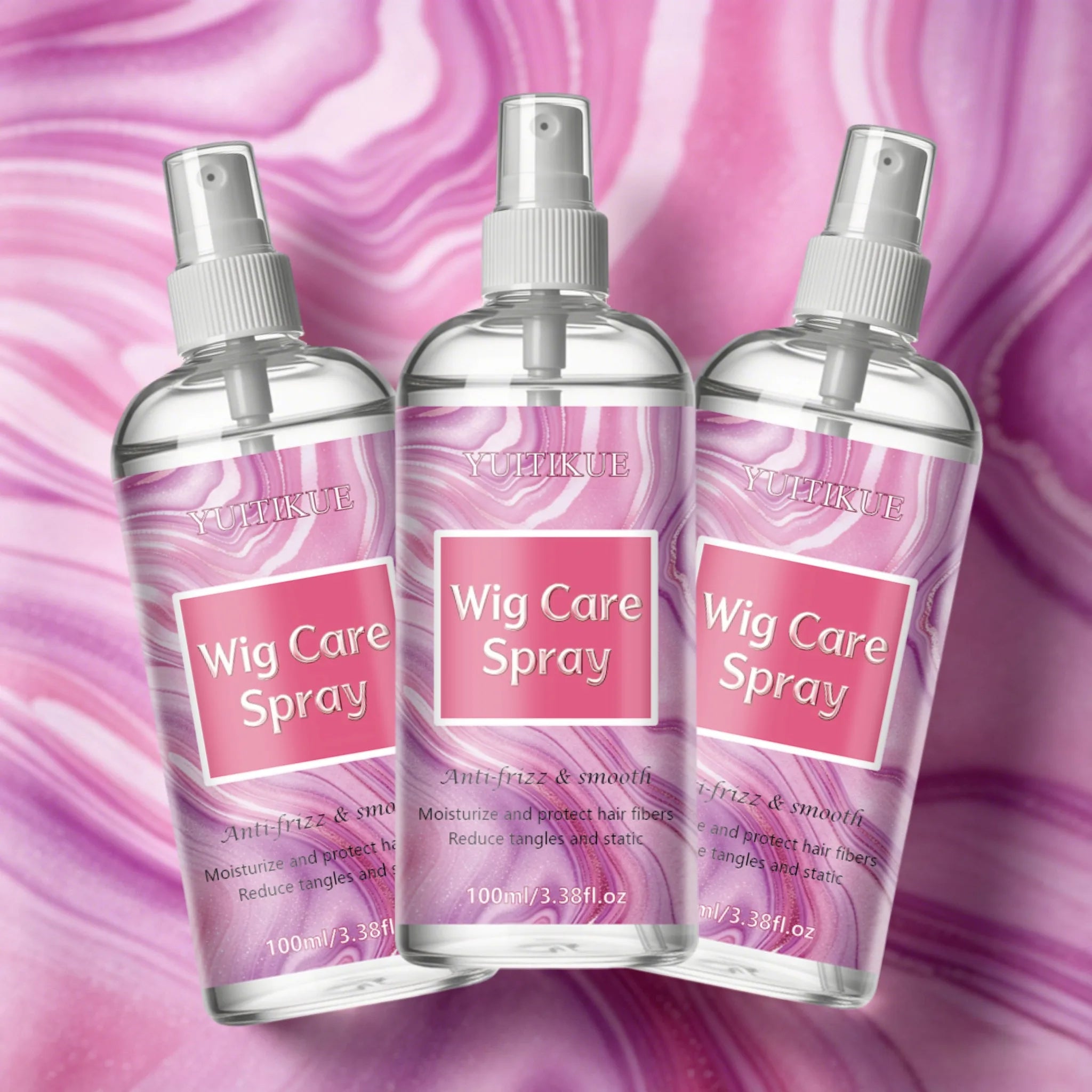 Wig Care Spray, Anti-Frizz & Anti-Static Formula, Keeps Synthetic & Human Hair Wigs Smooth, Tangle-Free and Shiny Oasis Select 3pc