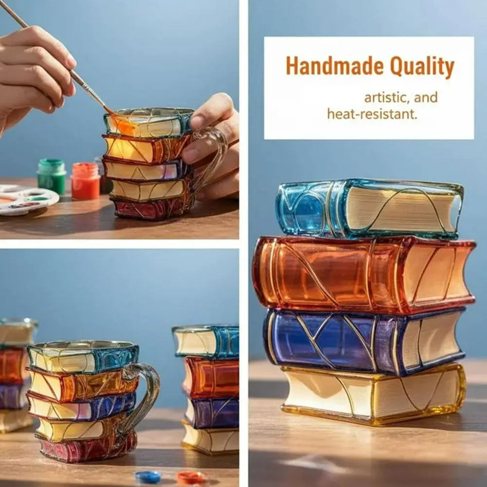 Painted Book Mug Resinz Novelty 3d Painted Books Coffee Mug Unique Colorful Resin Books Stack Coffee Cup Collection Gifts Oasis Select