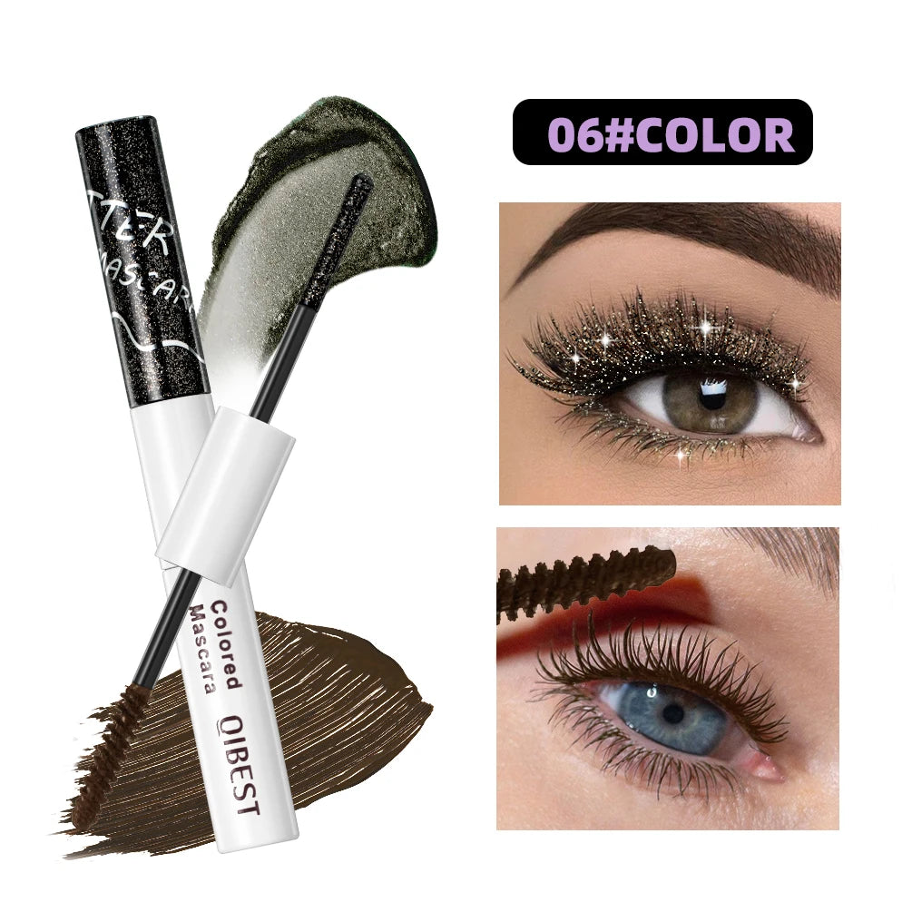 QiBest 2-in-1 Glitter & Color Mascara | Voluminous Lashes
