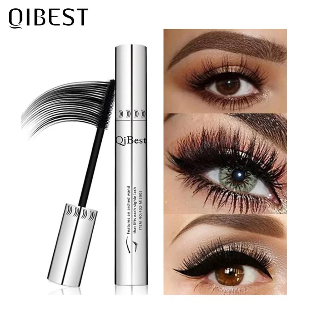 QiBest 4D Silk Fiber Mascara – Waterproof, Volumizing Black