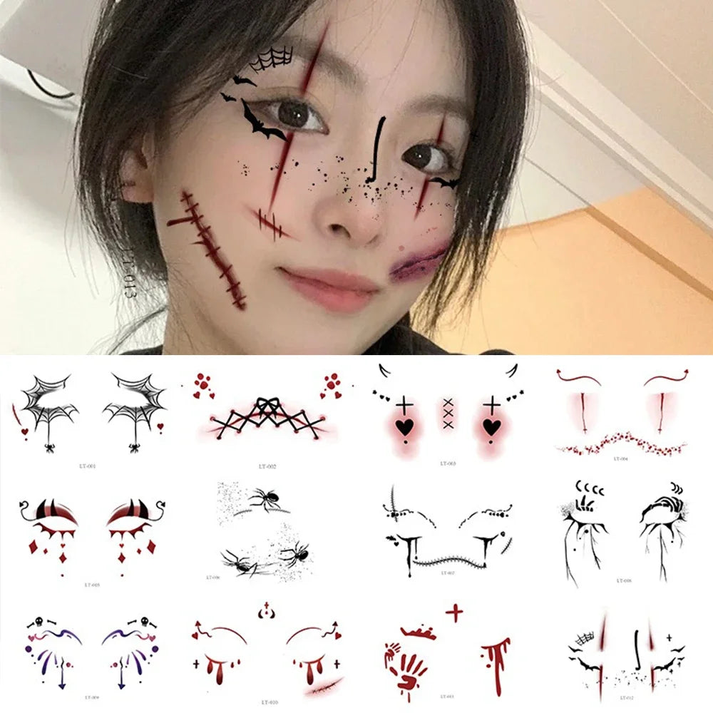 Halloween Transfer Tattoos Face Decoration Party Funny Stickers Suitable For Temporary Makeup Embellishment Party Dress Up Oasis Select