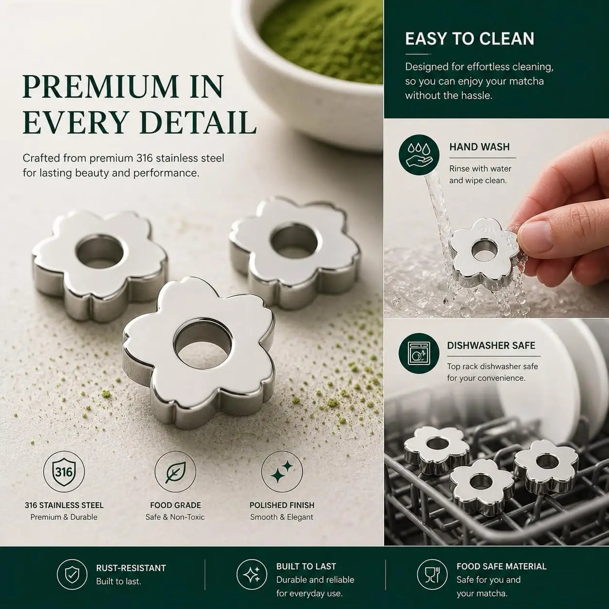 3-30PCS Food Grade Stainless Steel Matcha Sifter with Cherry Smooth No Clumps Fast Sieve for Tea Powder Making Tool Oasis Select