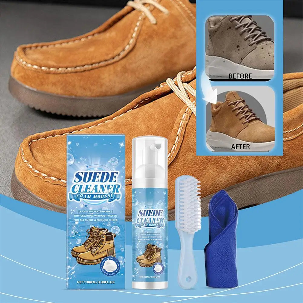 Suede Cleaner Kit No-wash Dry Cleaning Foam Univeral Decontamination for Suede Sheepskin Matte Shoes Leather Sneakers Care 100ml Oasis Select