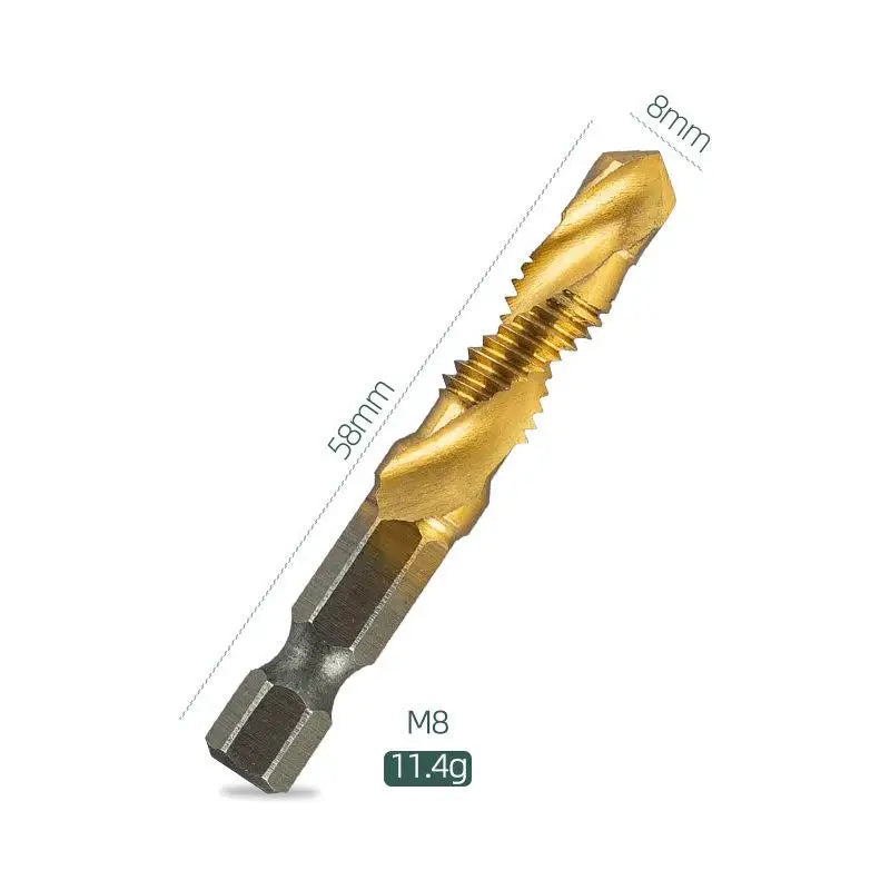M3 M4 M5 M6 M8 M10 Hand Tools Hex Shank Titanium Plated HSS Screw Thread Metric Tap Drill Bits Screw Machine Compound Tap Oasis Select A5