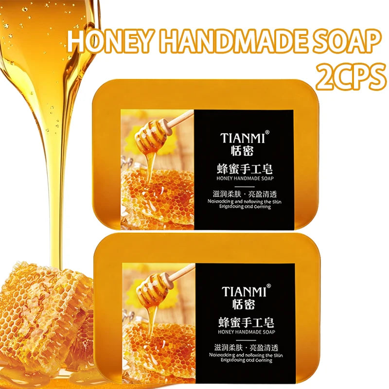 2PCS Honey Soap, Deep Cleaning, Hydrating and Moisturizing, Softens Rough Skin, Smoothes Skin, Easy to Carry for Outdoor Travel Oasis Select 140g