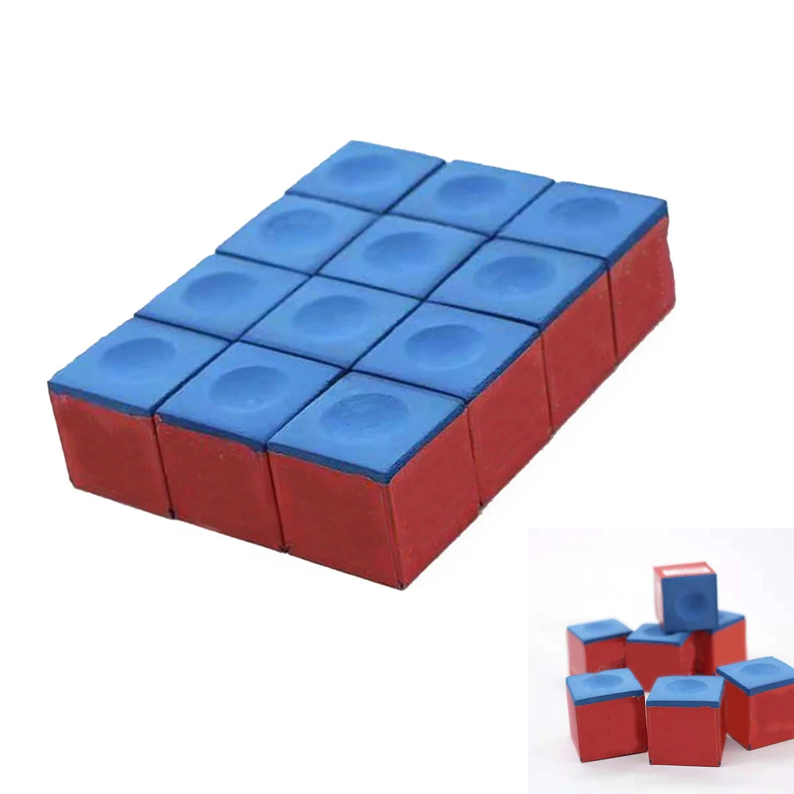12pcs Pool Cue Chalk Cubes For Pool Billiards Snooker Cue 23*23*22.6mm For Table Billiards Club Replacement Accessories Oasis Select
