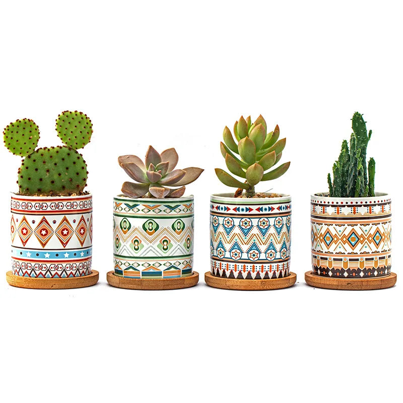 Circular geometric ceramic flower pot simple balcony garden succulent plant Phalaenopsis flower pot Oasis Select