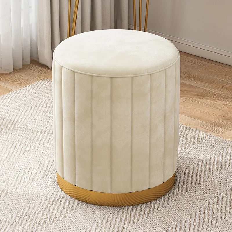 Makeup stool light luxury round stool chair bedroom Internet celebrity storage bench sofa stool dresser stool makeup chair small Oasis Select beige