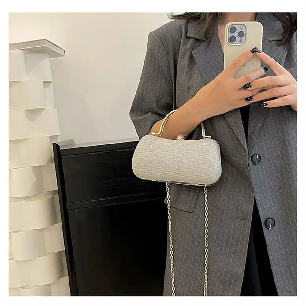 Wedding Bridal Beaded Women Evening Bag Dinner Bag Chain Shoulder Handbags Elegant Rhinestones Clutch Egg Shape Evening Bag Oasis Select