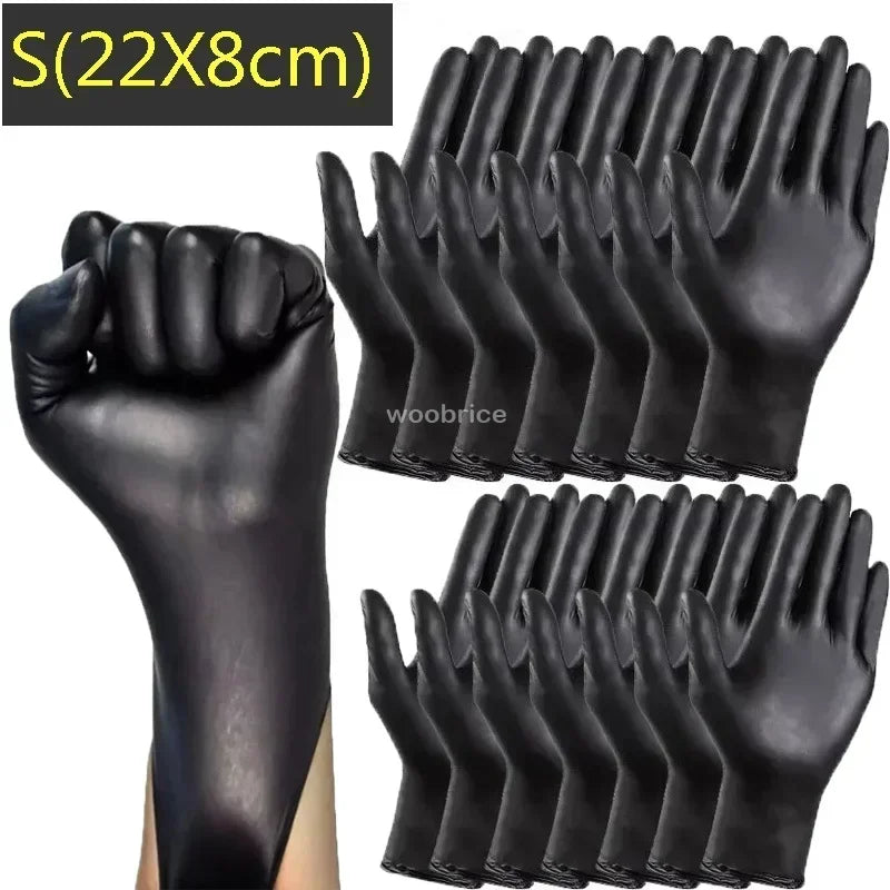 50/100/200pcs Disposable Black Nitrile Gloves, Kitchen, Tattoo, Hair Dye Gloves, Food Processing, Household Small Tools Oasis Select S-22x8cm 50PCS (25 pairs)