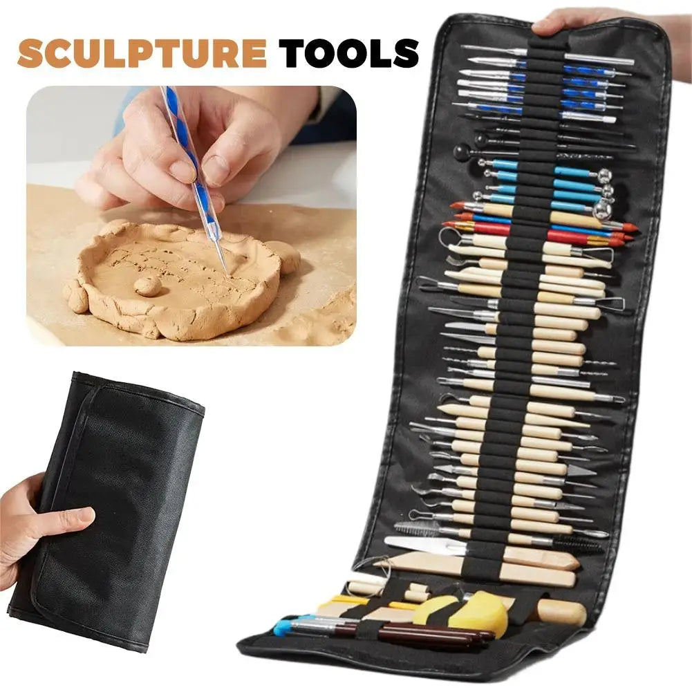 61-Piece Pottery Clay Sculpting & Carving Tools Kit