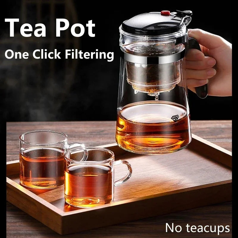 Water Separation Inner Container Teapot One Click Switch Tea Separation Filtration Glass Tea Pot 500ml-1800ml Kung Fu Teaware Oasis Select