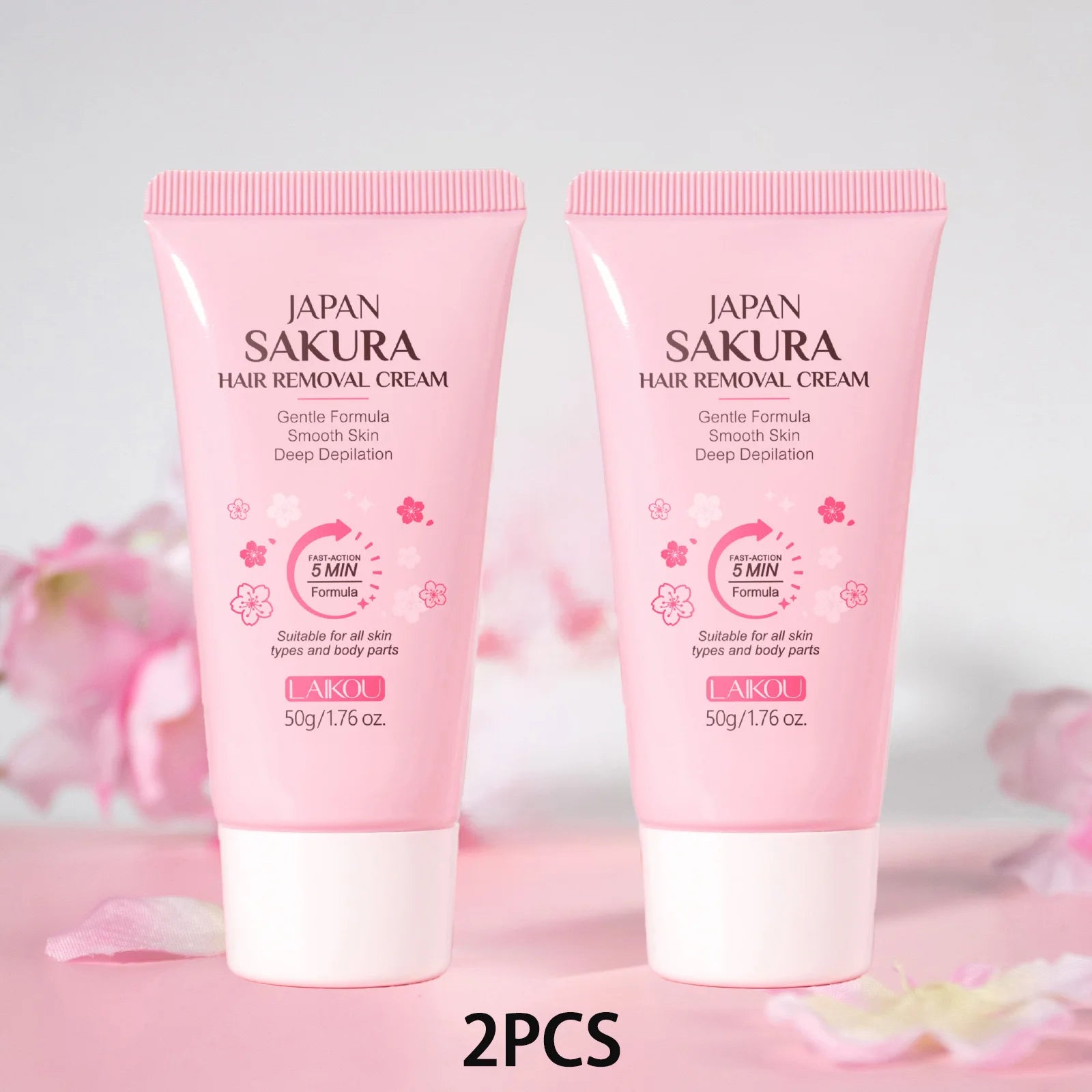 LAIKOU Sakura Hair Removal Cream 50g Gentle Depilatory Cream For Men Women Body Armpit Legs Moisturizing Smooth Skin Hair Remove Oasis Select 2PCS