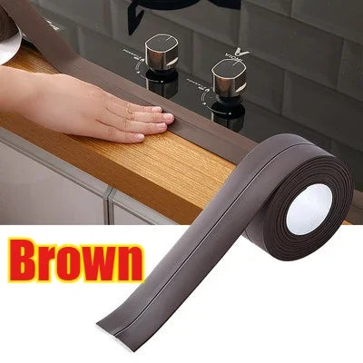 PVC Waterproof Sealing Tape Bathroom Toilet Caulk Tapes Kitchen Sink Countertop Mildew Fouling Proof Sealer Self Adhesive Strip Oasis Select brown 2m 3.8cm