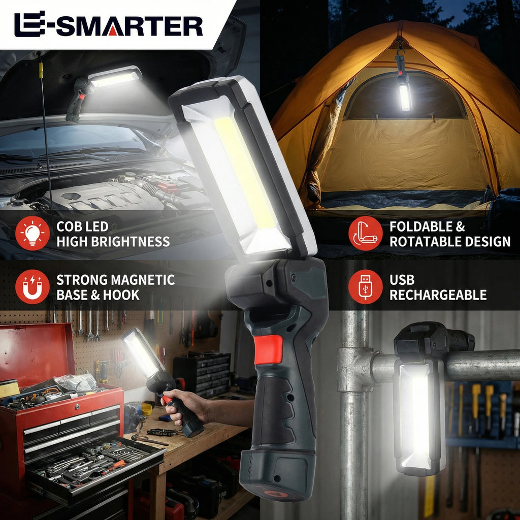 Portable COB LED Work Light Car Garage Mechanic Lamp USB Rechargeable Lnspection Lamp Torch Car Emergency Flashing Light Oasis Select