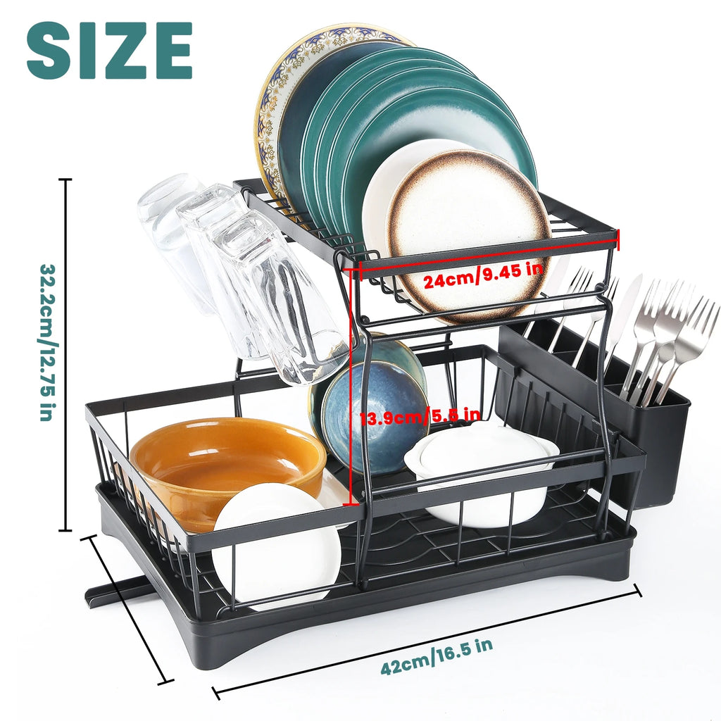 Large 2-tier dish drying rack for kitchen countertops, removable large-capacity dish draining rack Oasis Select