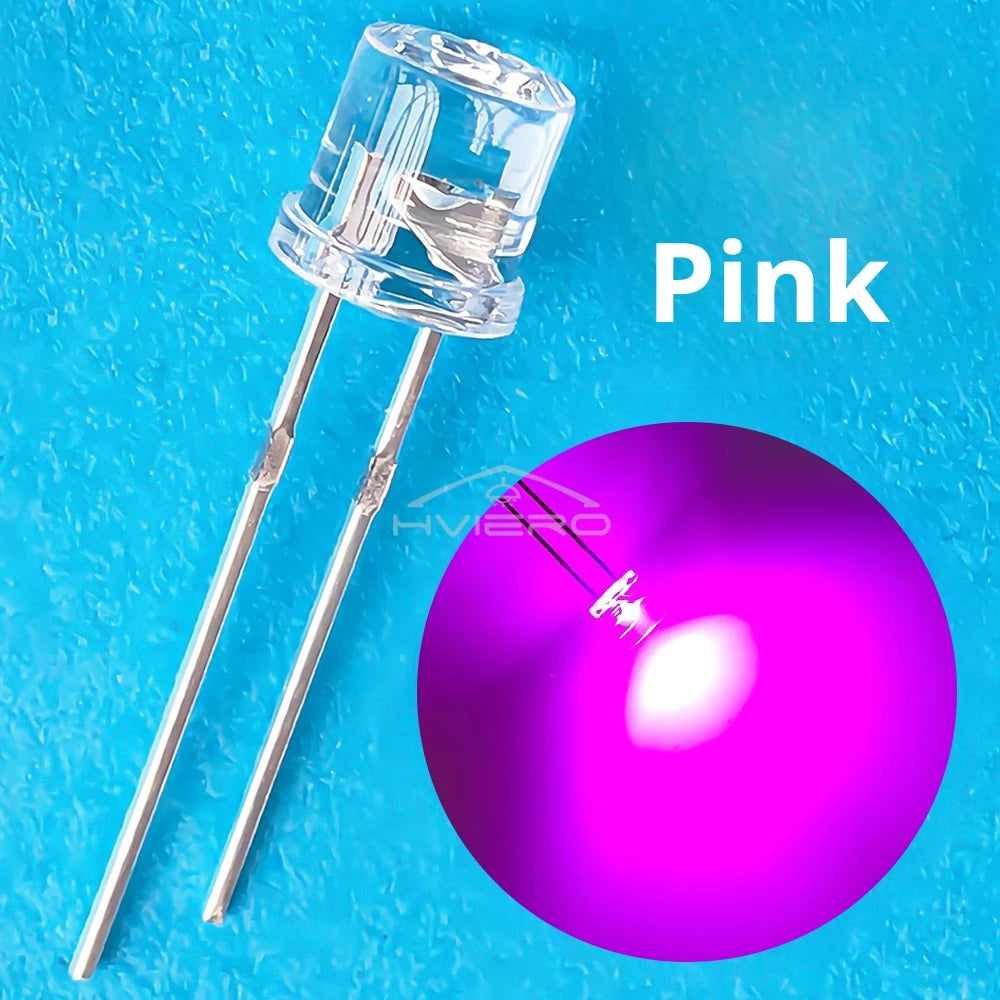 100pcs F5 5mm Flat Top Wide Angle LED Bulbs – Multi-Color DIY