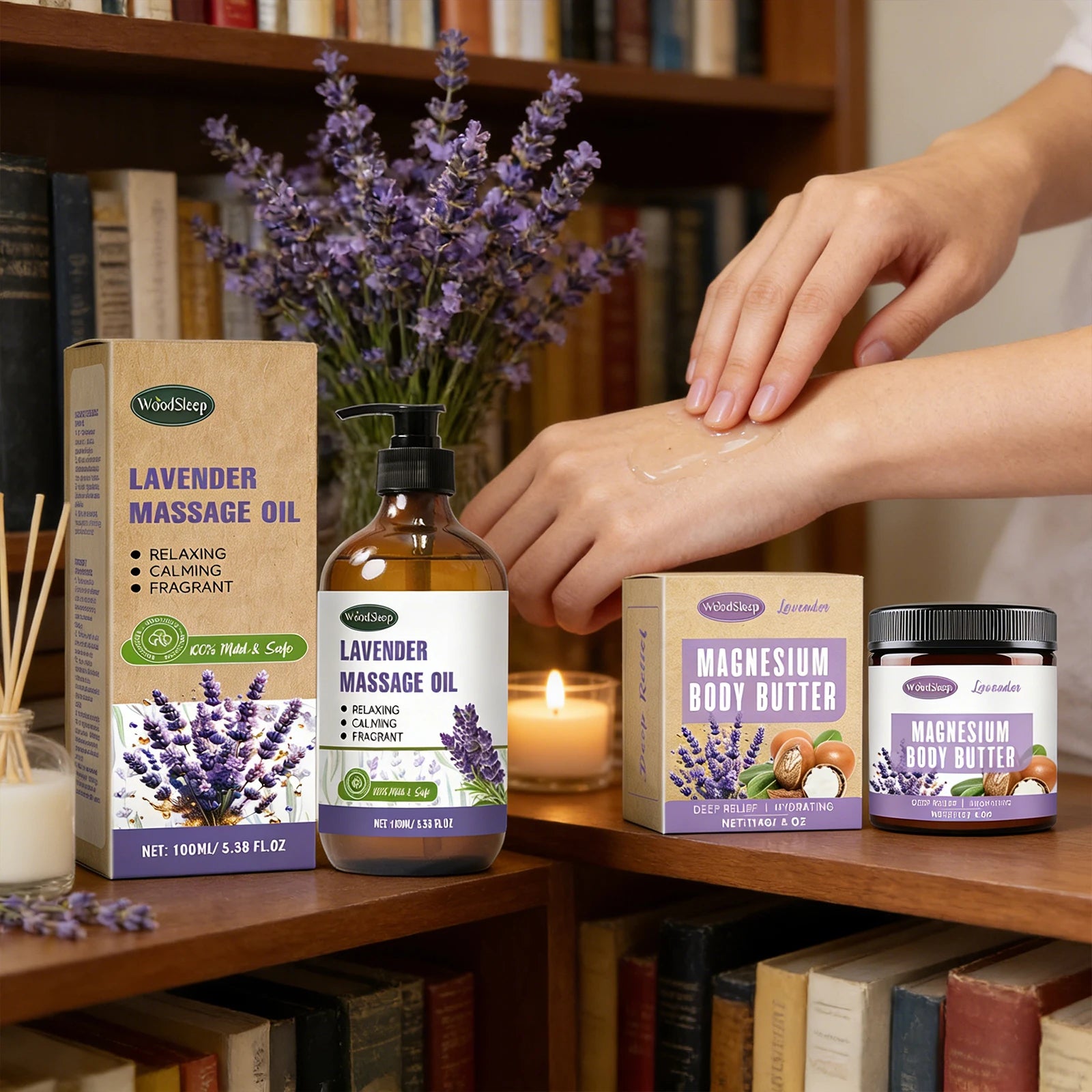WOODSLEEP Lavender Massage Oil – Hydrating Body & Hair, 120ml