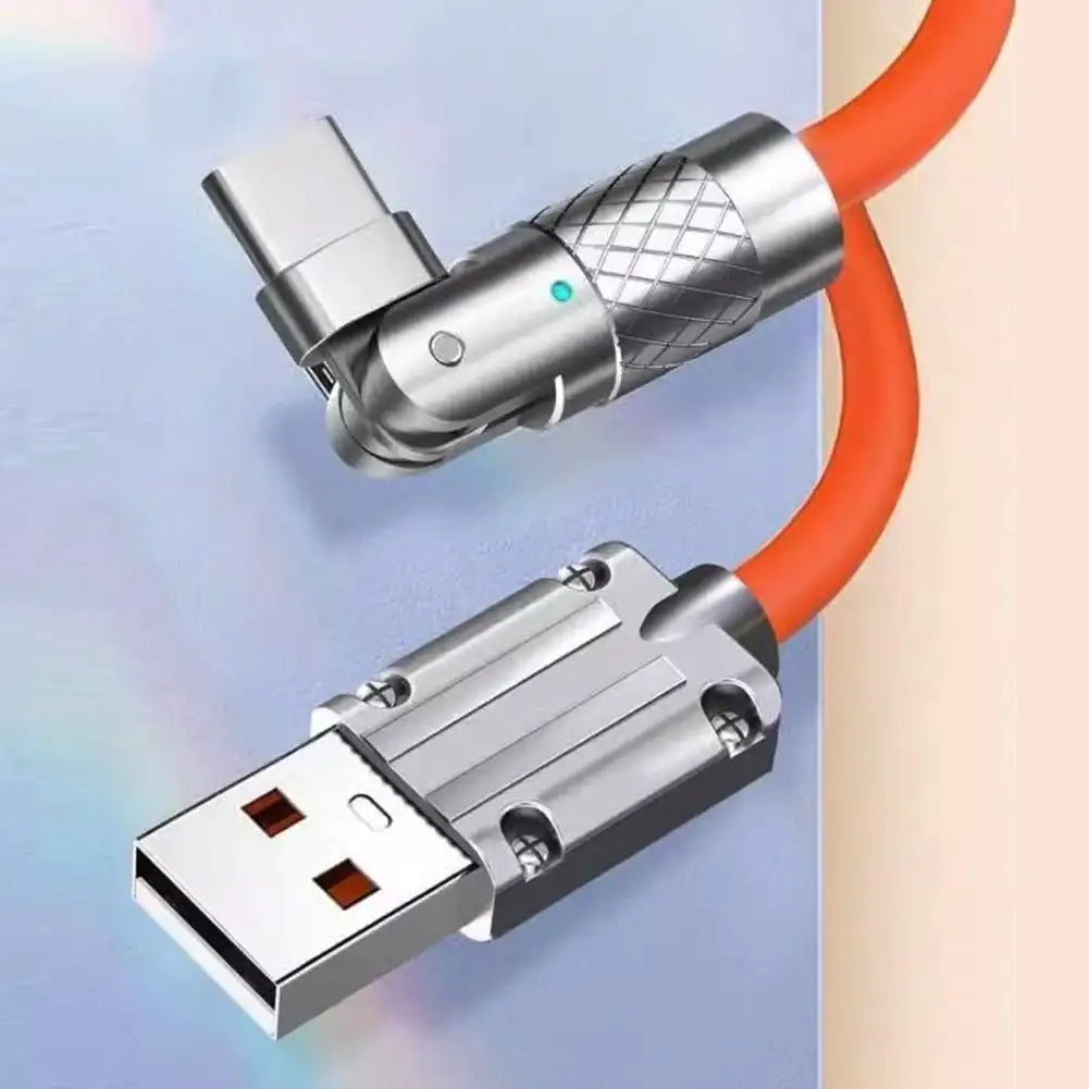 120W 6A USB-C Fast Charging Cable | 180° Rotating Silicone