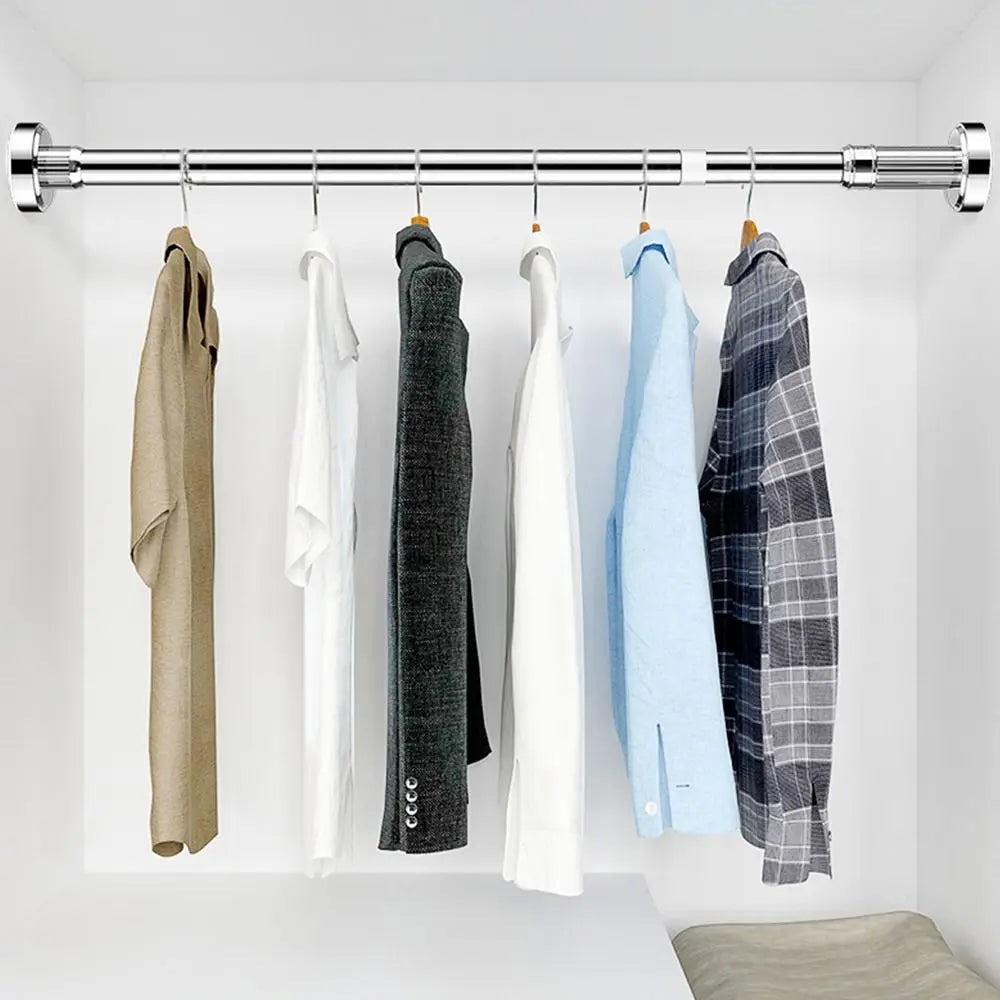 Durable Stainless Steel Clothes Drying Rack No-Drill Hollow Telescopic Pole Adjustable 35-80cm Curtain Rod for Balcony Bathroom Oasis Select