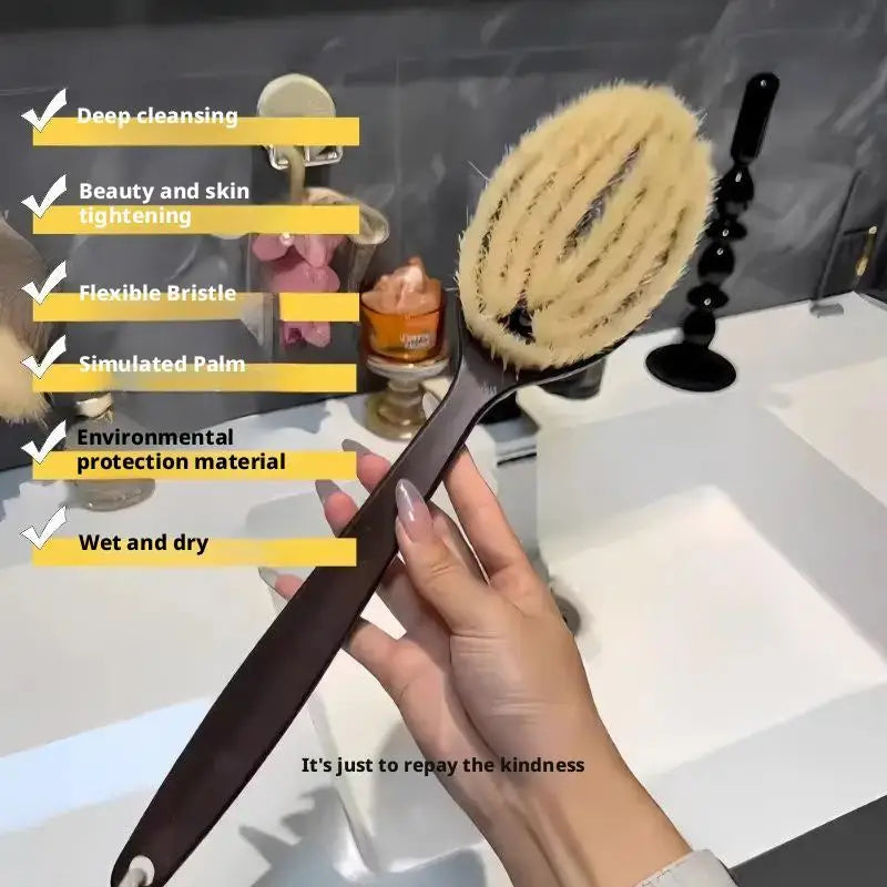 Long Handle Back Scrubber for Shower Natural Coconut Soft Bristlefor Dry Brushing, Exfoliation & Skin Care Improve Circulation Oasis Select