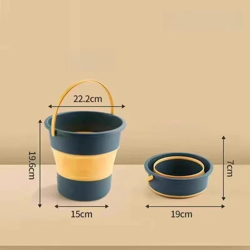 Folding bucket Portable station wagon Car fishing bucket Household large-capacity bathing foot bucket Thickened plastic Oasis Select blue S