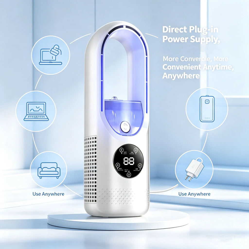 Desktop Cooling Fan Humidifier 2 In 1 Silent Circulation Air Cooler With RGB Light Touch LED Display For Office Bedroom Dorm Oasis Select