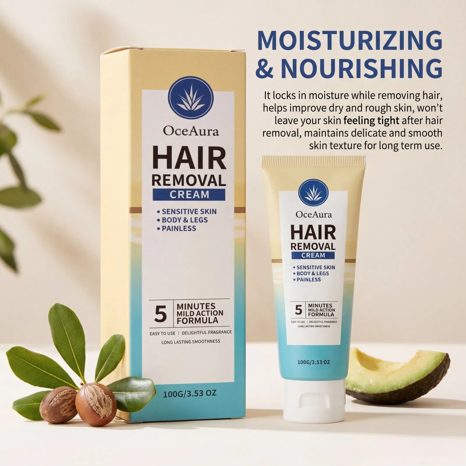 New 2026 Body Hair Removal Cream For Underarm Leg Arm Hair Growth Inhibitor Painless Shea Butter Hydrating Depilatory Cream 100g Oasis Select