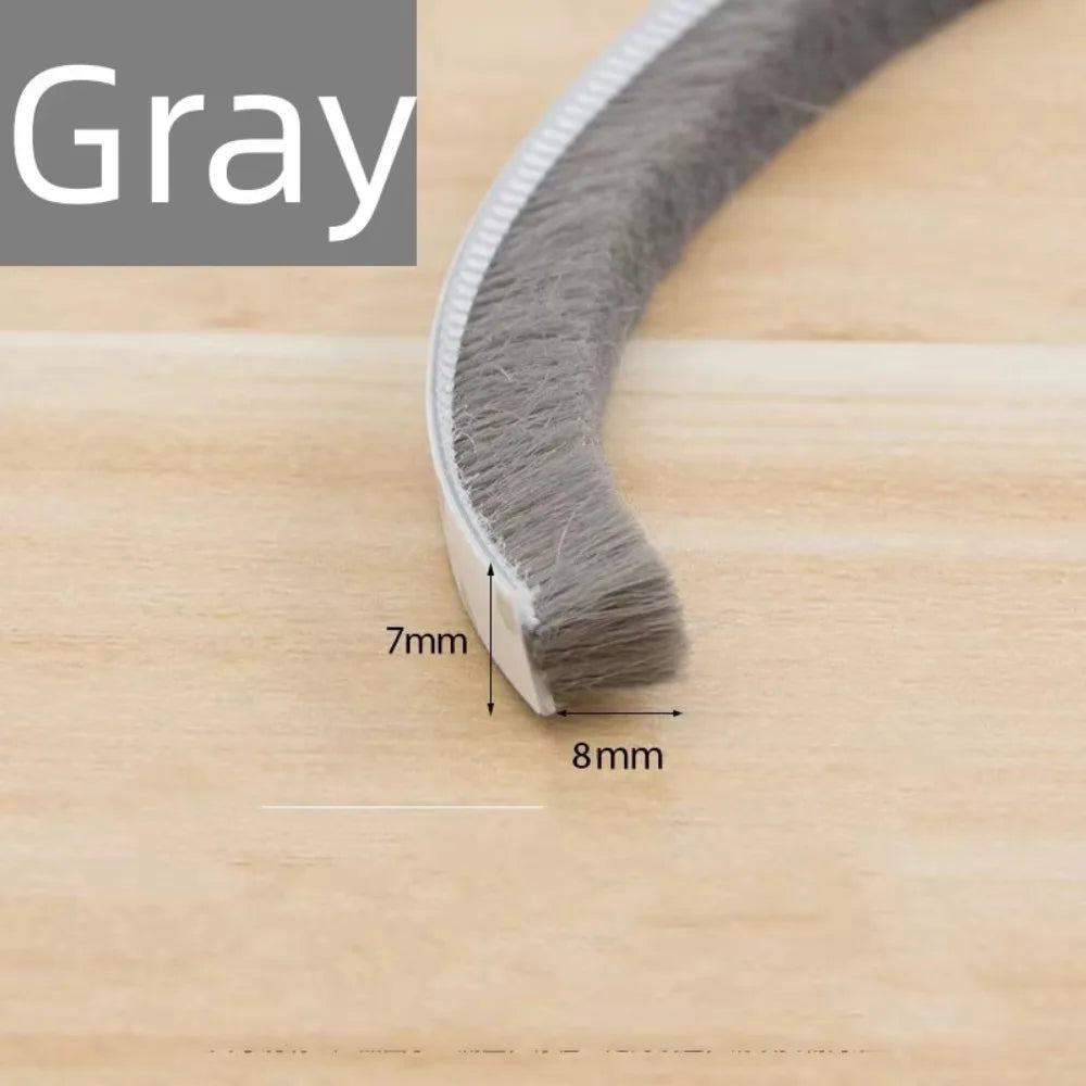 New 10Meters Sealing Strip Self-adhesive White Grey Wind-proof Brush Strip Sound Insulation Dust Strip Soundproof Dustproof Oasis Select Gray 7x8mm
