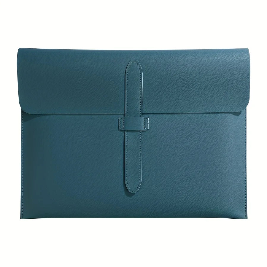 A4 Leather File Folder Document Organizer Bag With Snap Closure Office Supplies Storage Case For Papers Portable Produce Box Oasis Select blue