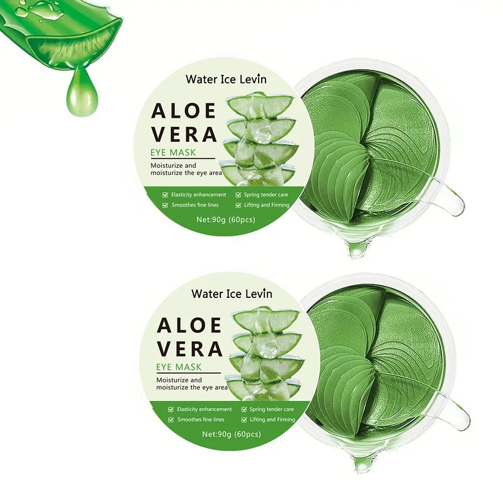 60pcs Aloe Vera Collagen Eye Mask Anti Dark Circles Removal Eyes Bags Moisturizing Firming Eye Patches Eyes Skin Care Products Oasis Select 2pcs